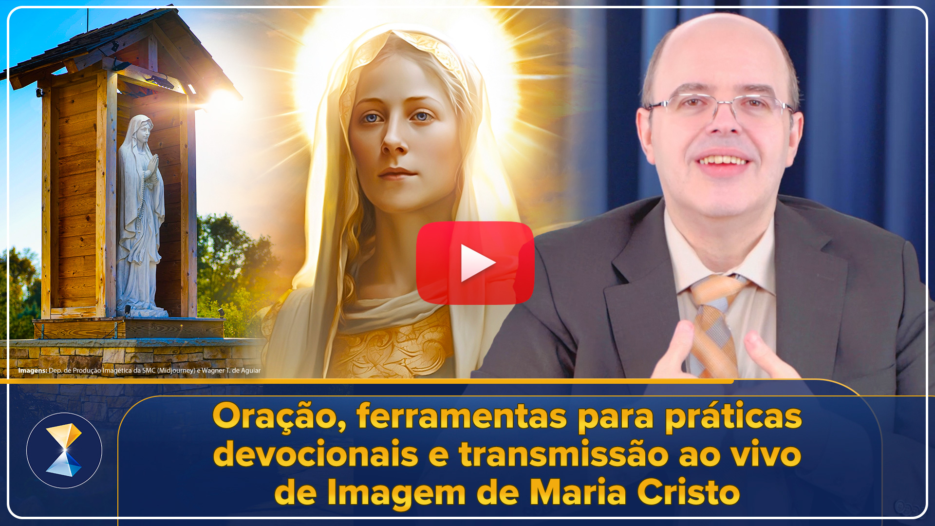 Oração, ferramentas para práticas devocionais e transmissão ao vivo de Imagem de Maria Cristo