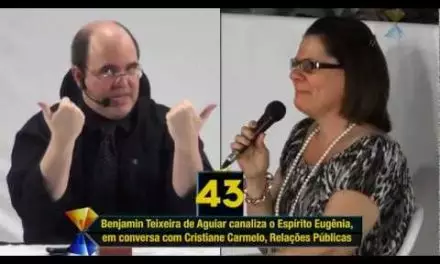 46 Informações Precisas (quase todas desconhecidas de qualquer pessoa viva na matéria), num Breve Vídeo-Sinopse da Interação da Relações Públicas Cristiane Carmelo com o Espírito Eugênia, por Intermédio do Médium Benjamin Teixeira de Aguiar, ao Vivo, Perante Centenas de Pessoas, na Palestra de 13 de Novembro – Aos Domingos, 6h da Tarde, Espaço Emes, Entrada Gratuita.