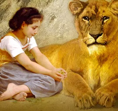 Criança e animal interiores