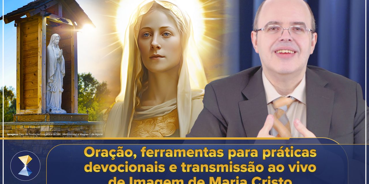 Oração, ferramentas para práticas devocionais e transmissão ao vivo de Imagem de Maria Cristo