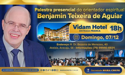 No Vidam Hotel, às 18h – Espiritualidade e cristianismo de vanguarda – palestras do orientador espiritual Benjamin Teixeira de Aguiar