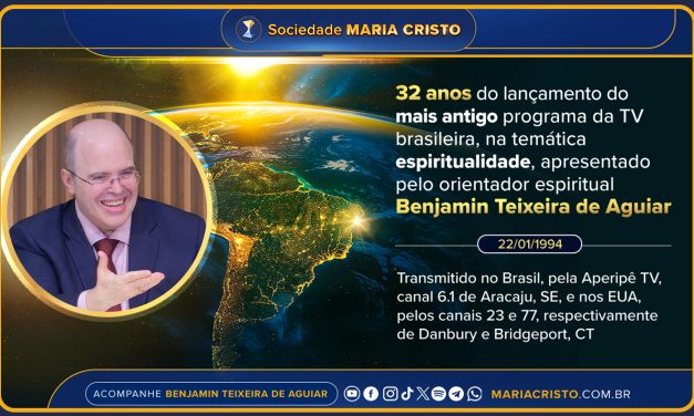 32 anos do lançamento do mais antigo programa da TV brasileira, na temática espiritualidade, apresentado pelo orientador espiritual Benjamin Teixeira de Aguiar