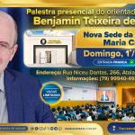 Na nova sede da Sociedade Maria Cristo, às 18h – Palestra presencial do orientador espiritual Benjamin Teixeira de Aguiar