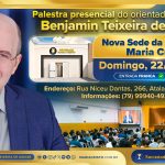 É hoje! Na nova sede da Sociedade Maria Cristo, às 18h – Palestra presencial do orientador espiritual Benjamin Teixeira de Aguiar