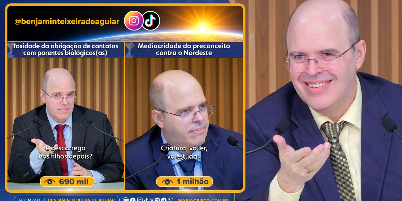 Mais de 1,6 milhão de visualizações em 2 vídeos recentes do orientador espiritual Benjamin Teixeira de Aguiar