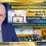 Na nova sede da Sociedade Maria Cristo, às 18h – Palestra presencial do orientador espiritual Benjamin Teixeira de Aguiar