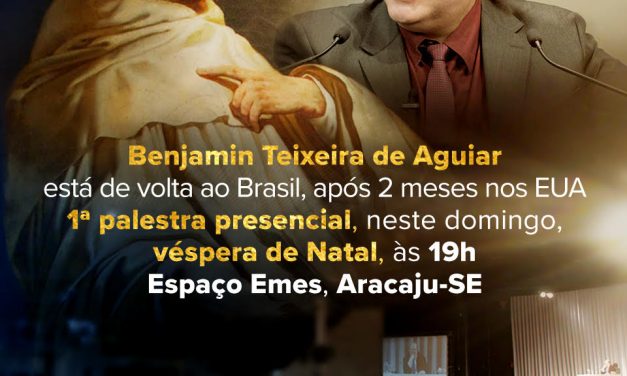 1ª palestra pública do líder espiritual Benjamin Teixeira de Aguiar, depois de seu retorno dos Estados Unidos