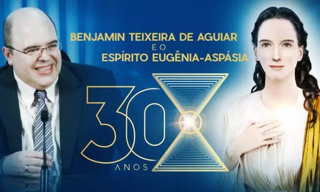 A chegada emocionante de Benjamin Teixeira de Aguiar no evento de celebração dos 30 anos de sua atividade mediúnica com a Mestra Espiritual Eugênia-Aspásia, em 15 de abril de 2018